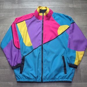 Funny Guy Creations Wind Breaker Multi-colored Nylon Size Small Like Totally 90s